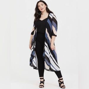 Torrid Chiffon Maxi High-Low Kimono Plus Size 28-30 (Torrid Sz 5/6) Multi Stripe